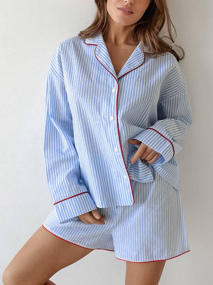 Striped Pajama Short Set